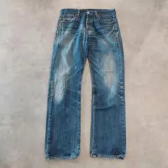 リーバイス501 Levis W33 鬼ヒゲ ハチノス 青 古着 23255