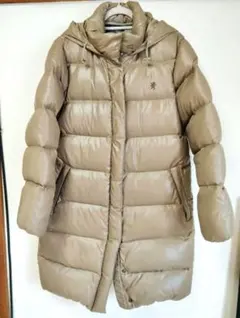 Gymplex フード付きベージュダウンジャケット（ダウン＆フェザー）
