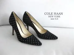 美品！COLE HAANコールハーン スエードパンプス 黒 5.5 スタッズ