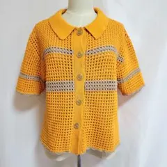 moussy オレンジ/サマーニットカーディガン