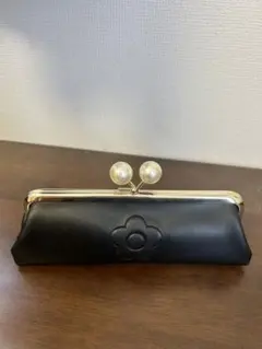 マリークワント 筆箱 がま口　黒　ブラック