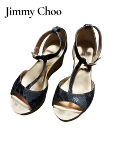 美品　Jimmy Choo ジミーチュウ ウェッジソールサンダル パイソン型押し