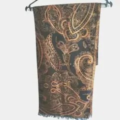 マフラー　ストール　ベイズリー　柄　黒