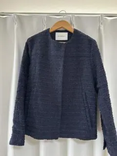 美品 Ballsey ボールジィ ギマラッセルノーカラージャケット ネイビー