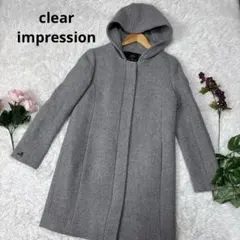 CLEAR IMPRESSION ロング丈　コート　グレー　2のサムネイル