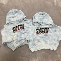 ミッキーマウス フード付きパーカー 90cm 双子コーデ 2枚