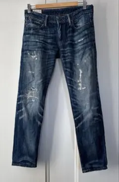 ポロ　ラルフローレン　ダメージ加工 ダークブルー ストレートデニム
