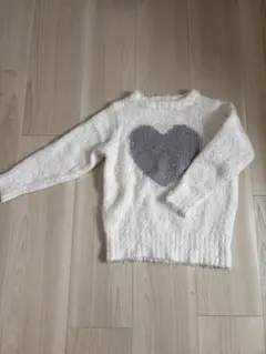 ホワイト ハートデザイン セーター 120