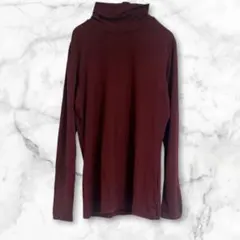 ユニクロ　タートルネック　長袖トップス　ヒートテック　ボルドー　M シンプル