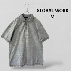 GLOBAL WORKグローバルワーク　ボーダーポロシャツ　綿100％　グレー系のサムネイル