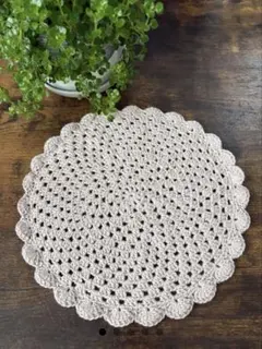 ラメ入りドイリー☆藤薄色☆ハンドメイド