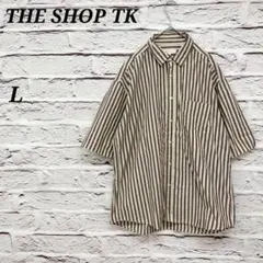 ザショップティーケー 【L】 五分袖シャツ ストライプ コットン