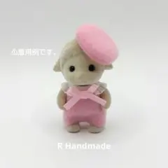 ミニチュアドール服　ハンドメイド　赤ちゃん　ロンパース　ベレー帽　ライトピンク