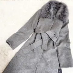 【新品タグ付】　定価10万　カシミヤ100% ロングコート　フォックスファー