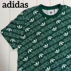 【美品】アディダスオリジナルス モノグラム 総柄 Tシャツ グリーン Mサイズ