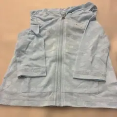 水色 ドット柄 パーカー ハートチャーム付き