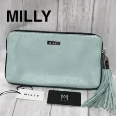 MILLY レザークラッチバッグ/ミリー フリンジ 未使用（小汚れあり）のサムネイル