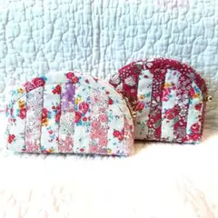 1-8 ハンドメイド　パッチワーク ポーチ2点セット