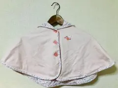 ミキハウス フード付きポンチョ 70-90 ピンク 花柄 美品