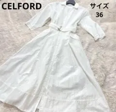 エブール 絹混 Vネックロングシャツワンピース Aライン コットンシルク