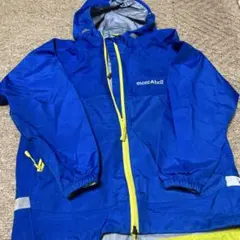 mont-bell レインジャケット 収納袋付き ブルー　雨具　キッズのサムネイル