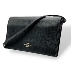 極美品✨COACH コーチ ショルダーウォレット レザー ブラック バッグ 財布