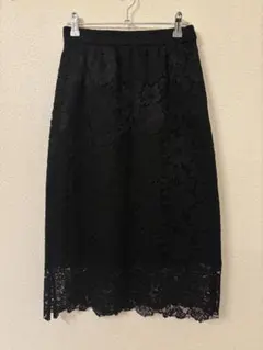 ROSE BUD タイトスカート　フラワー　レース　黒　M ローズバッド