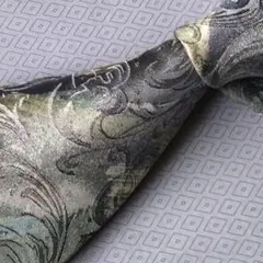 ネクタイ 192 KIMIJIMA グレー・イエロー 筆タッチ シルク100％