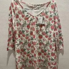 NATURAL BEAUTY BASIC 花柄五分袖トップス M