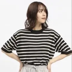 GLOBAL WORK【美品】UVサマーニット半袖Tシャツのサムネイル