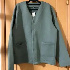【新品タグ付き】ダンボールニットノーカラージャケット グリーン Lサイズ