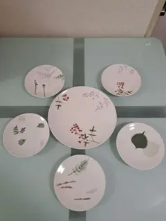 大田順子　植物デザイン陶器食器セット 6枚　未使用