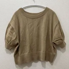 LOWRYS FARM 半袖ニット ベージュ Fサイズのサムネイル