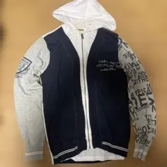 Desigual フード付きパーカー S ネイビー/グレー