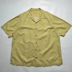 トミーバハマ 開襟 半袖シルクシャツ XL 黄色 ジャガード 織柄 ☆.8857