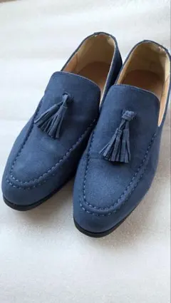 タッセル付きスリッポン ローファー ネイビー ブルー
