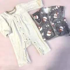 ふわふわロンパース白　ふわふわベビーベスト80cm