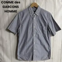 名作コムデギャルソンオム「見えない服」期ストライプ刺繍ダイヤMIX柄半袖シャツのサムネイル