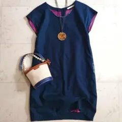 美品♪パラスパレス デニム 切替 シェルボタン ワンピース インディゴのサムネイル