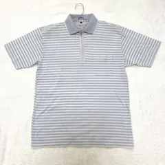 【ダンロップ】ゴルフウェア ポロシャツ ハーフジップ ボーダー 半袖 綿混 Mのサムネイル
