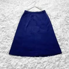 LANVIN ウールジャージー タックフレア スカート M ポケット付き ブルーのサムネイル