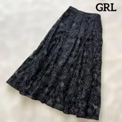 〜GRL花柄刺繍 ロングフレアスカート ブラック　Sサイズ〜のサムネイル