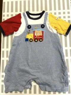 MINI HOUSE トラック刺繍ロンパース 50 60