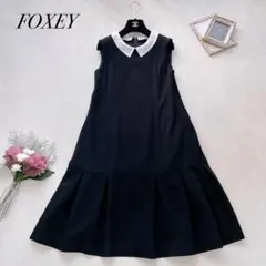 極美品✨フォクシー ELEGANT LADY ワンピース 白襟 着脱可 38