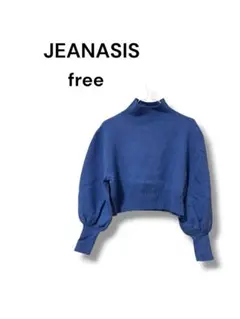 JEANASIS ジーナシス ハイネック ショート丈 ニット F くすみブルー