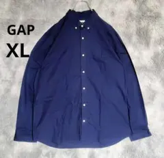 GAP XLサイズ スタンダード綿100%長袖シャツ 紺色《US古着》