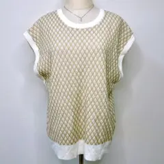 美品 misty woman 前後2WAY ジャガードニットベスト ベージュ F