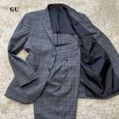 【大きいサイズ✨美品】GU　メンズスーツ　グレー　ウイドンペンチェック　XL