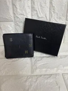 Paul Smith ポールスミス 二つ折り財布 ブラック ロゴ総柄 レザーのサムネイル