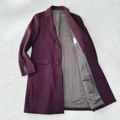 【美品】アバハウス　チェスターコート　ボルドー　Aライン　メンズ　ロングコート